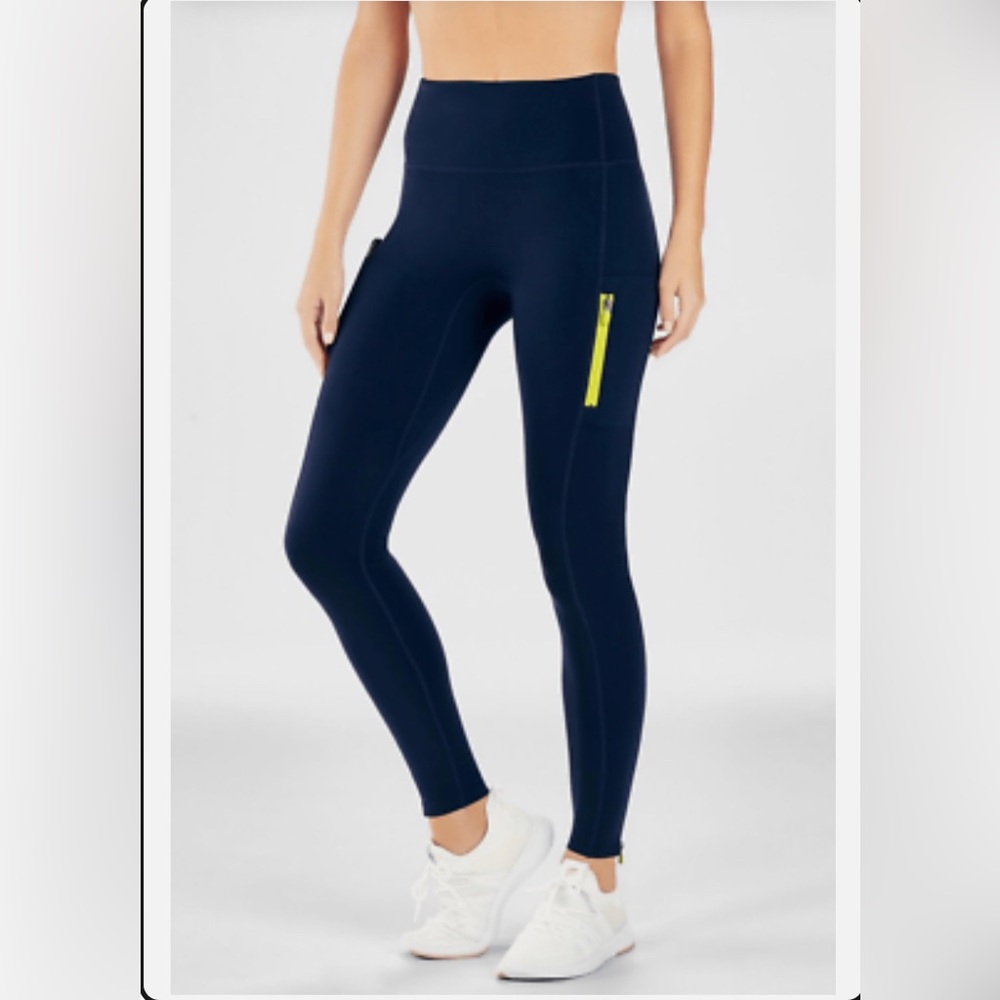 Fabletics Trinity yoga pants with yellow zipper